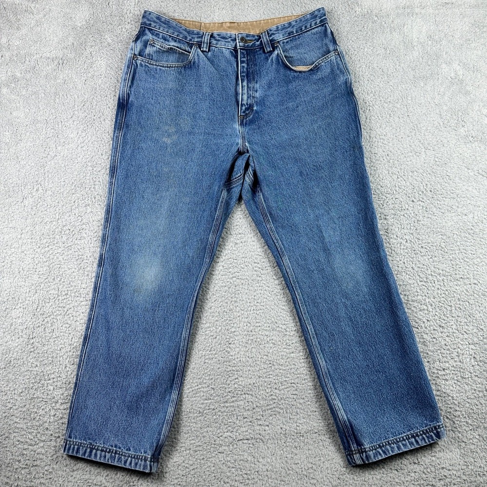 Duluth Trading Co Jeans Mens 35x28 (Fits 34x27) Blue Ballroom Relaxed Fit Denim